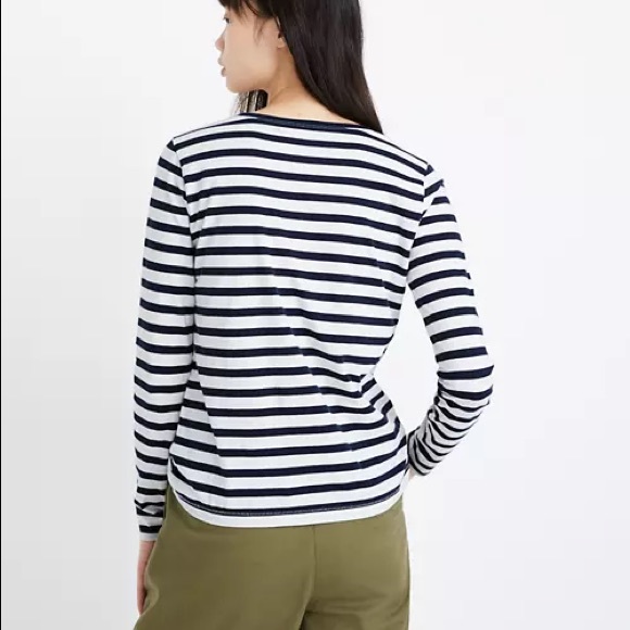 Madewell Long Sleeve Navy Striped Tee - Picture 2 of 5